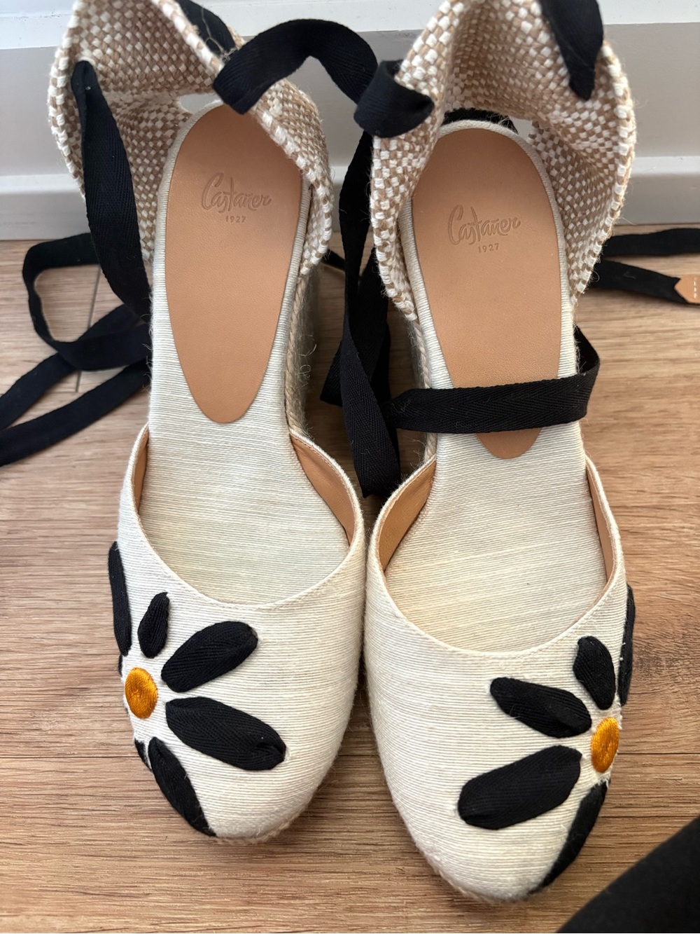 Castaner Candance Blanco Espadrille Wedge Flower Spanish Feminine Black White 38 - Picture 10 of 11